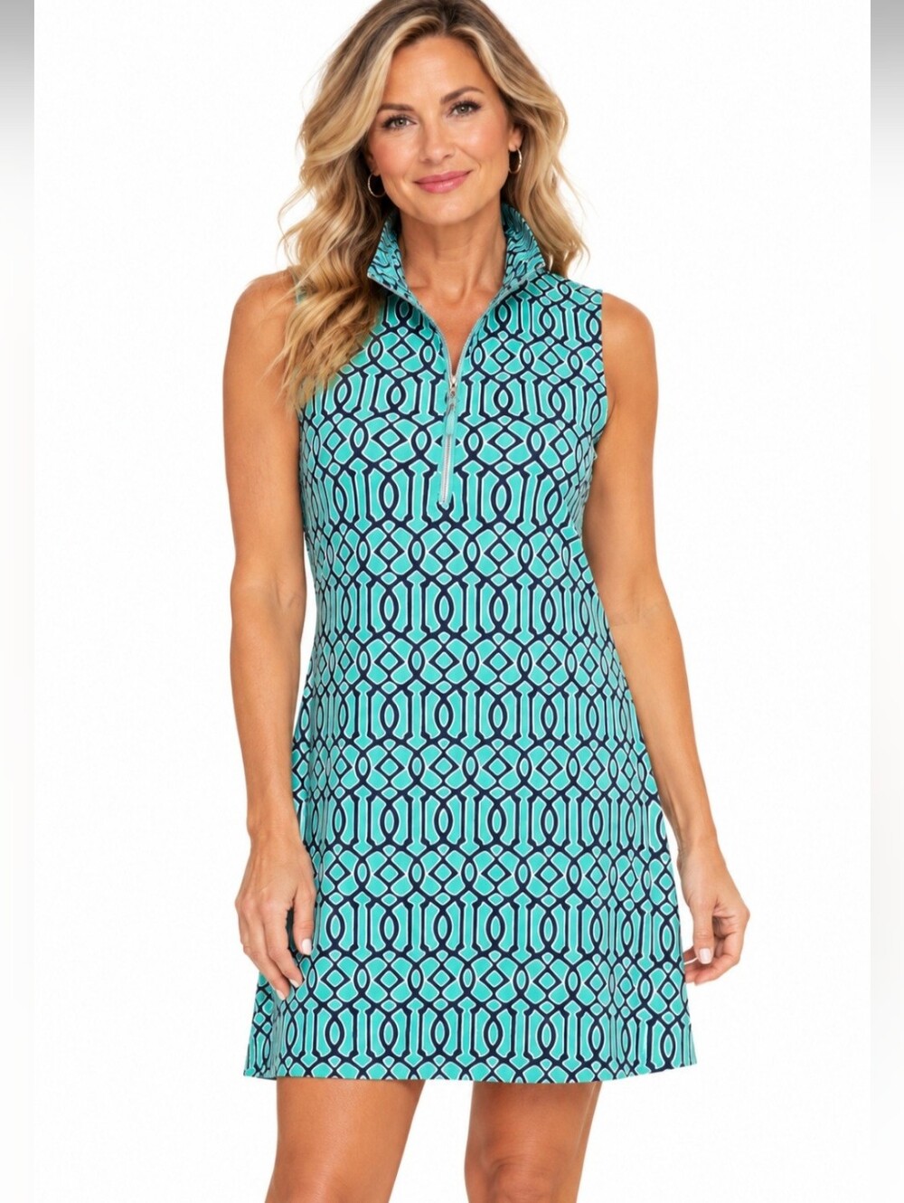 Lulu B Dress Womens Small SPF 50 Sleeveless Quarter Zip Coastal Grandma Resort